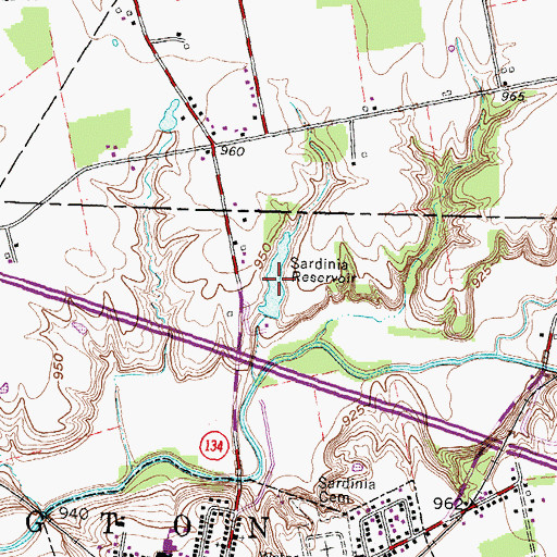 Topographic Map of Sardinia Reservoir, OH