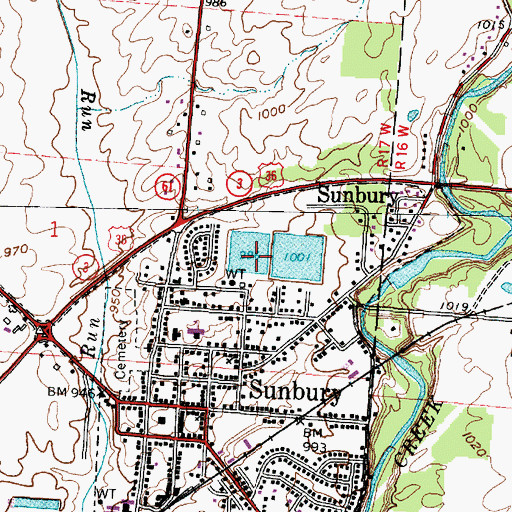Topographic Map of Sunbury Upground Reservoir Number One Dam, OH