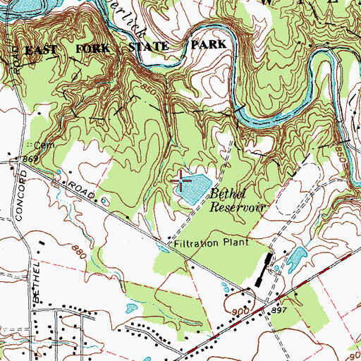 Topographic Map of Bethel Reservoir Dam, OH