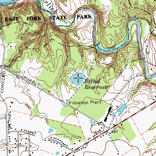 Topographic Map of Bethel Reservoir, OH
