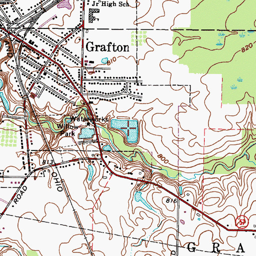 Topographic Map of Grafton Reservoir, OH