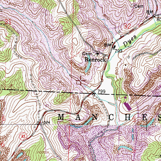 Topographic Map of Ohio Power Company Pond 9615-020 Dam, OH