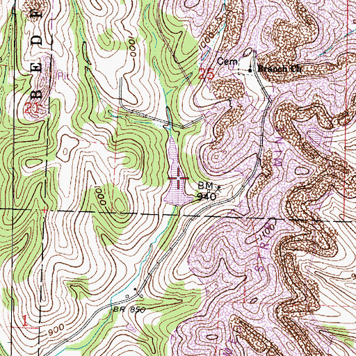 Topographic Map of Broken Aro Sedimentation Reservoir Number Four, OH