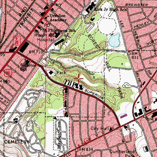 Topographic Map of Forest Hill Park Dam Number Two, OH