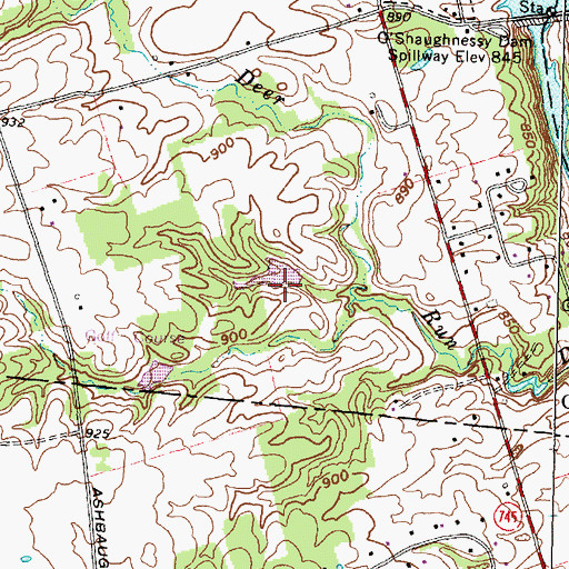 Topographic Map of Golden Bear Reservoir Dam, OH