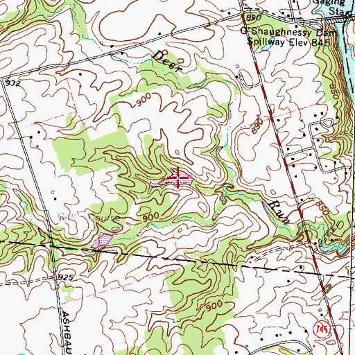Topographic Map of Golden Bear Reservoir, OH