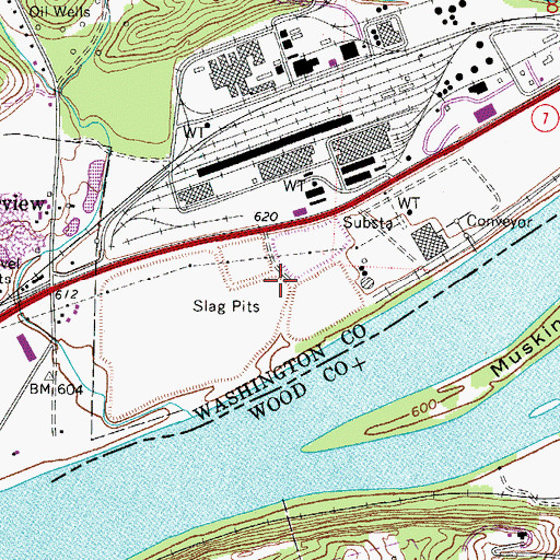 Topographic Map of New Slag Tailings Pond Dike Dam, OH