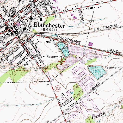 Topographic Map of Blanchester Reservoir Number Three Dam, OH