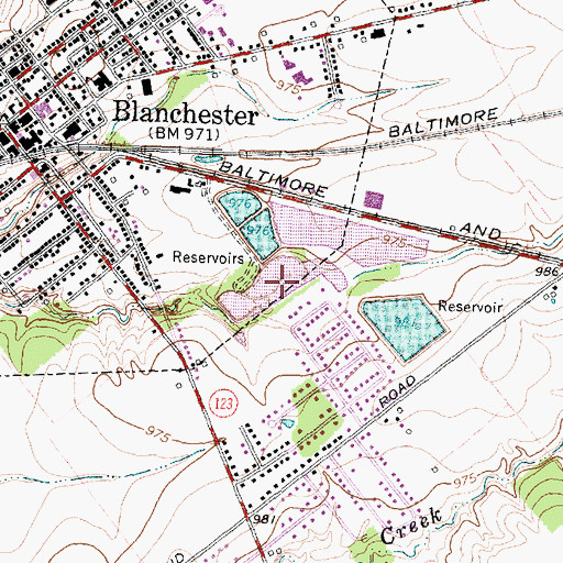 Topographic Map of Blanchester Reservoir Number Three, OH