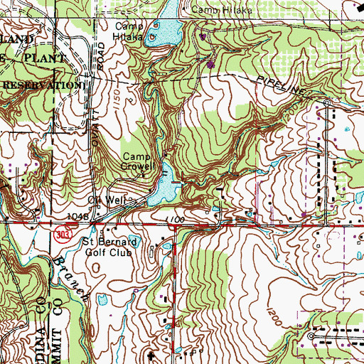 Topographic Map of Camp Crowell Dam, OH