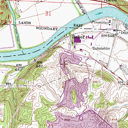 Topographic Map of Lower Reservoir Bottom Ash Dam, OH