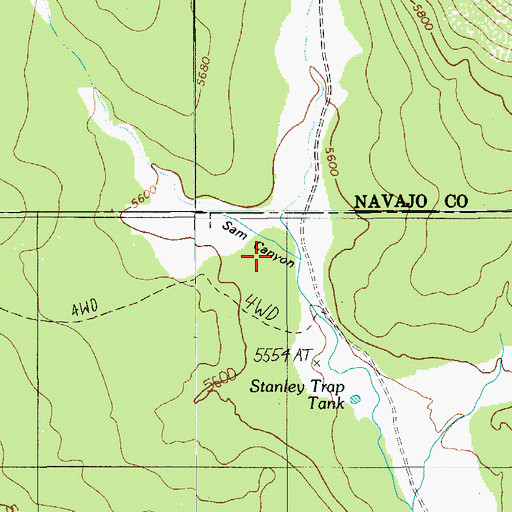 Topographic Map of Sam Canyon, AZ