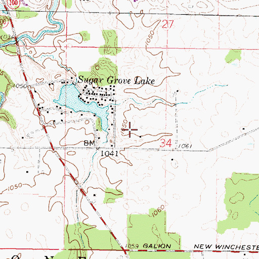 Topographic Map of Sugar Grove Lake, OH