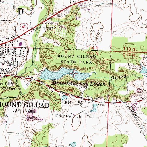 Topographic Map of Mount Gilead Upper Lake Dam, OH