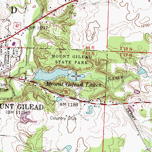 Topographic Map of Mount Gilead Upper Lake, OH
