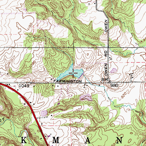 Topographic Map of Owen Pond, OH
