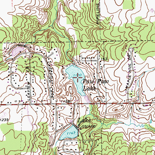 Topographic Map of Paw Paw Lake, OH