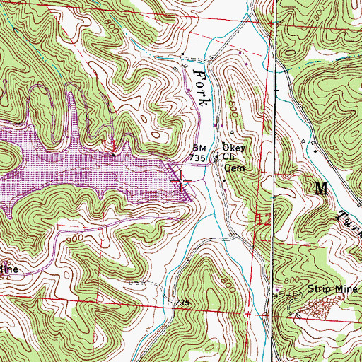 Topographic Map of Timbre Ridge Lake Dam, OH