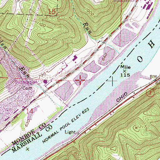 Topographic Map of Quarto Mine Number Four Dam Number Four, OH