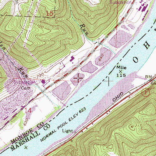 Topographic Map of Quarto Mine Number Four Dam Number Four, OH