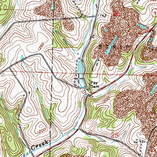 Topographic Map of Fay Dam, OH