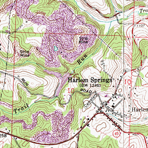 Topographic Map of Trail Run Lakes Dam, OH
