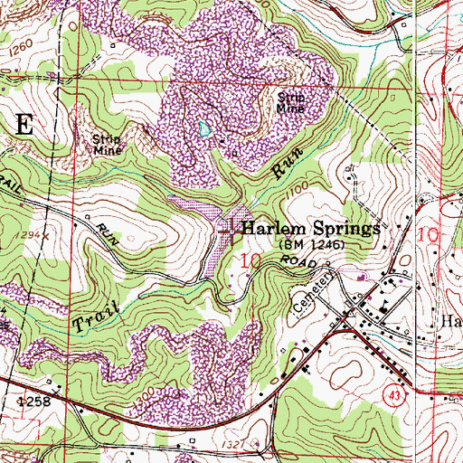 Topographic Map of Trail Run Lakes, OH