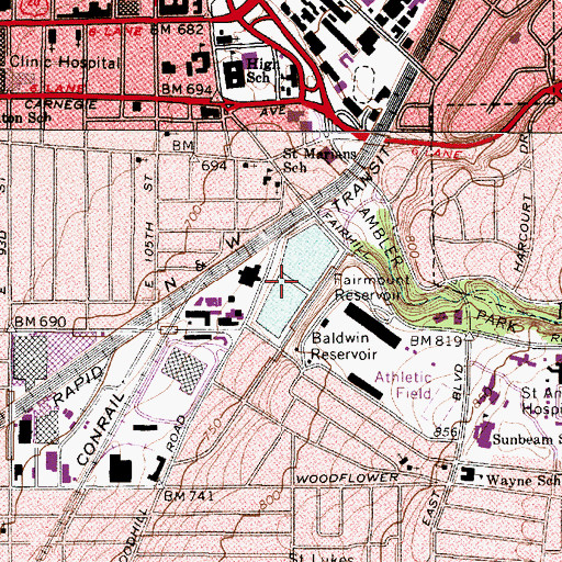 Topographic Map of Fairmount Upground Reservoir Dam, OH
