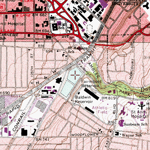 Topographic Map of Fairmount Reservoir, OH