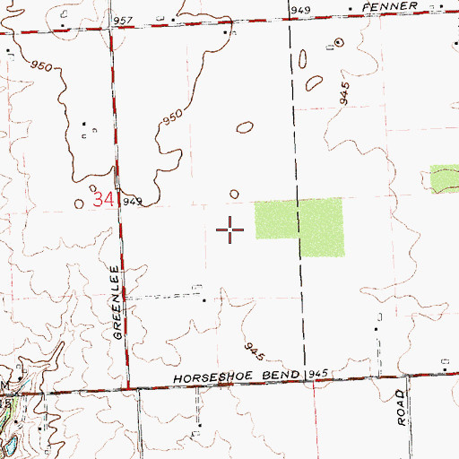Topographic Map of Brukner Lake, OH