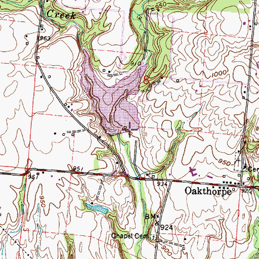 Topographic Map of Rush Creek Watershed Structure VI-D Dam, OH