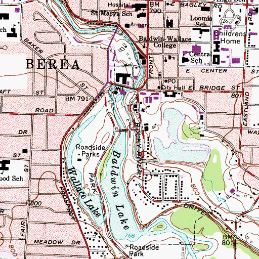 Topographic Map of Baldwin Lake Dam, OH