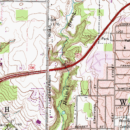 Topographic Map of Chippewa Watershed Conservation District Structure Reservoir, OH