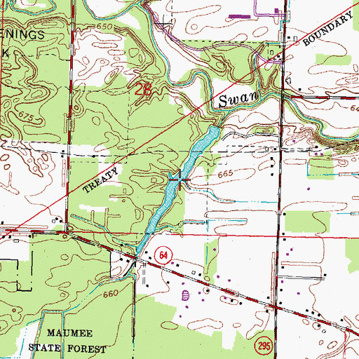 Topographic Map of Evergreen Lake, OH