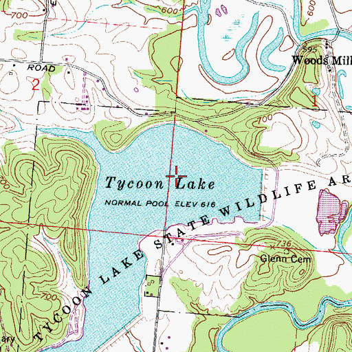 Topographic Map of Tycoon Lake - East Dam, OH