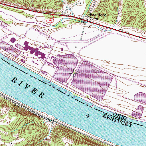 Topographic Map of Stuart Ash Pit Number 8 Dam, OH