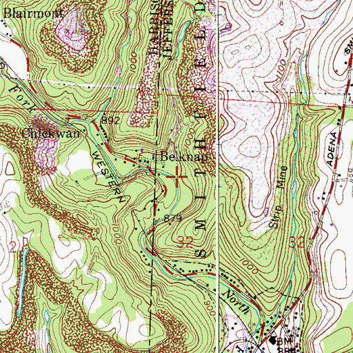 Topographic Map of Coal Run, OH