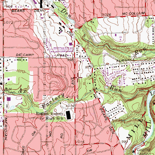 Topographic Map of Mill Creek Baptist Church, OH