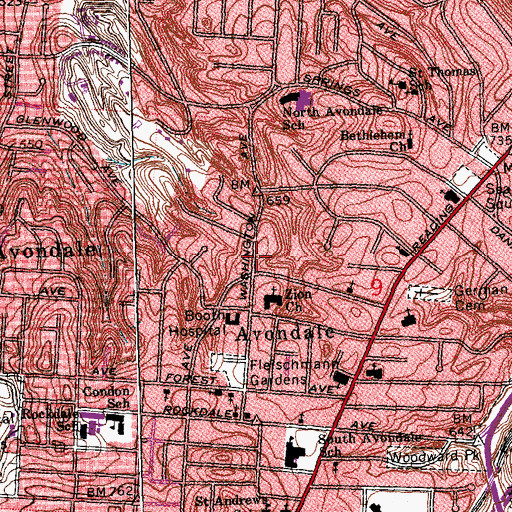 Topographic Map of Shiloh Seventh Day Adventist Church, OH