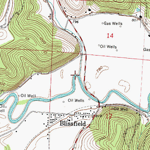 Topographic Map of Hoagland Run, OH