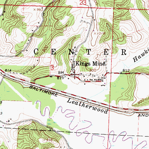 Topographic Map of Kings Mine, OH