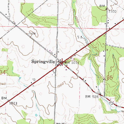Topographic Map of Springville, OH