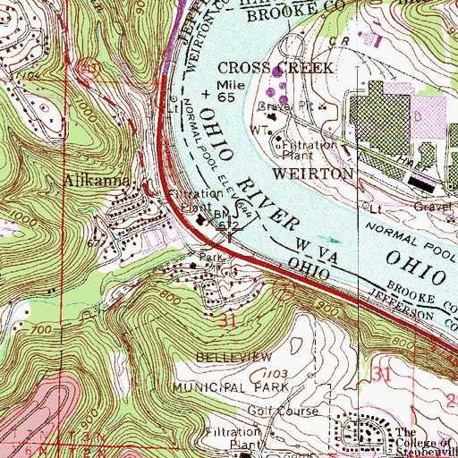 Topographic Map of Wills Creek, OH