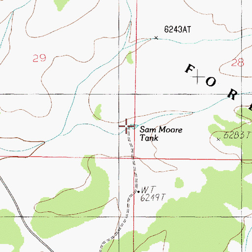 Topographic Map of Sam Moore Tank, AZ