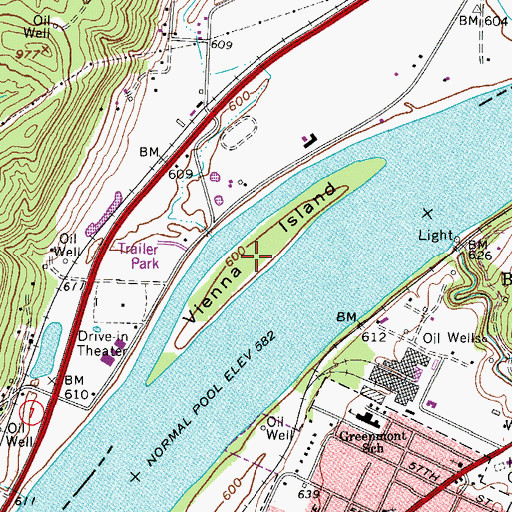 Topographic Map of Vienna Island, OH