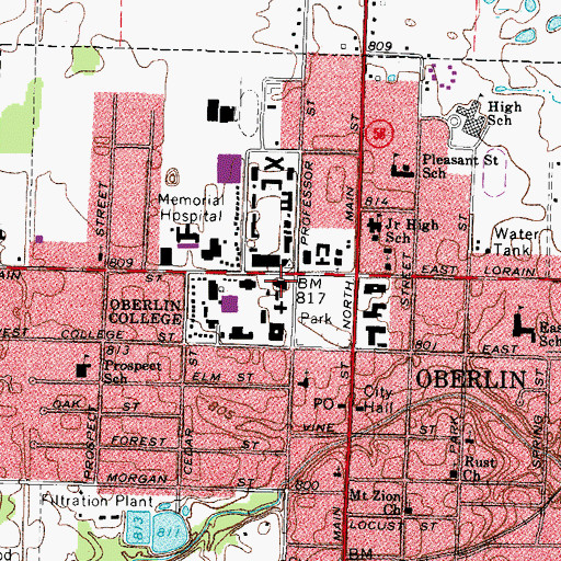 Topographic Map of Finney Chapel, OH