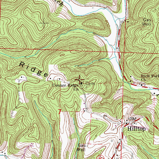 Topographic Map of Conners Ridge Cemetery, OH