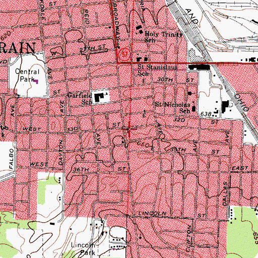 Topographic Map of First Baptist Chapel, OH