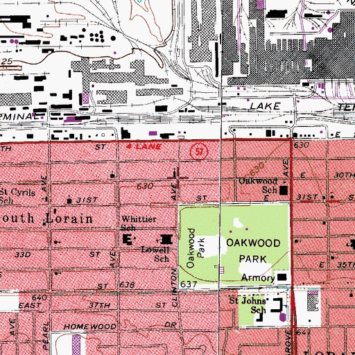 Topographic Map of Saint Johns Roman Catholic Church, OH