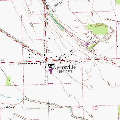 Topographic Map of Ayersville United Methodist Church, OH
